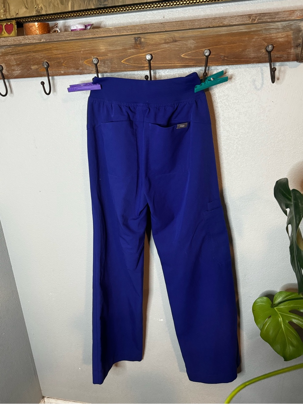 Figs Royal Blue Scrub Top & Joggers with Orange Drawstring - Picture 6 of 7